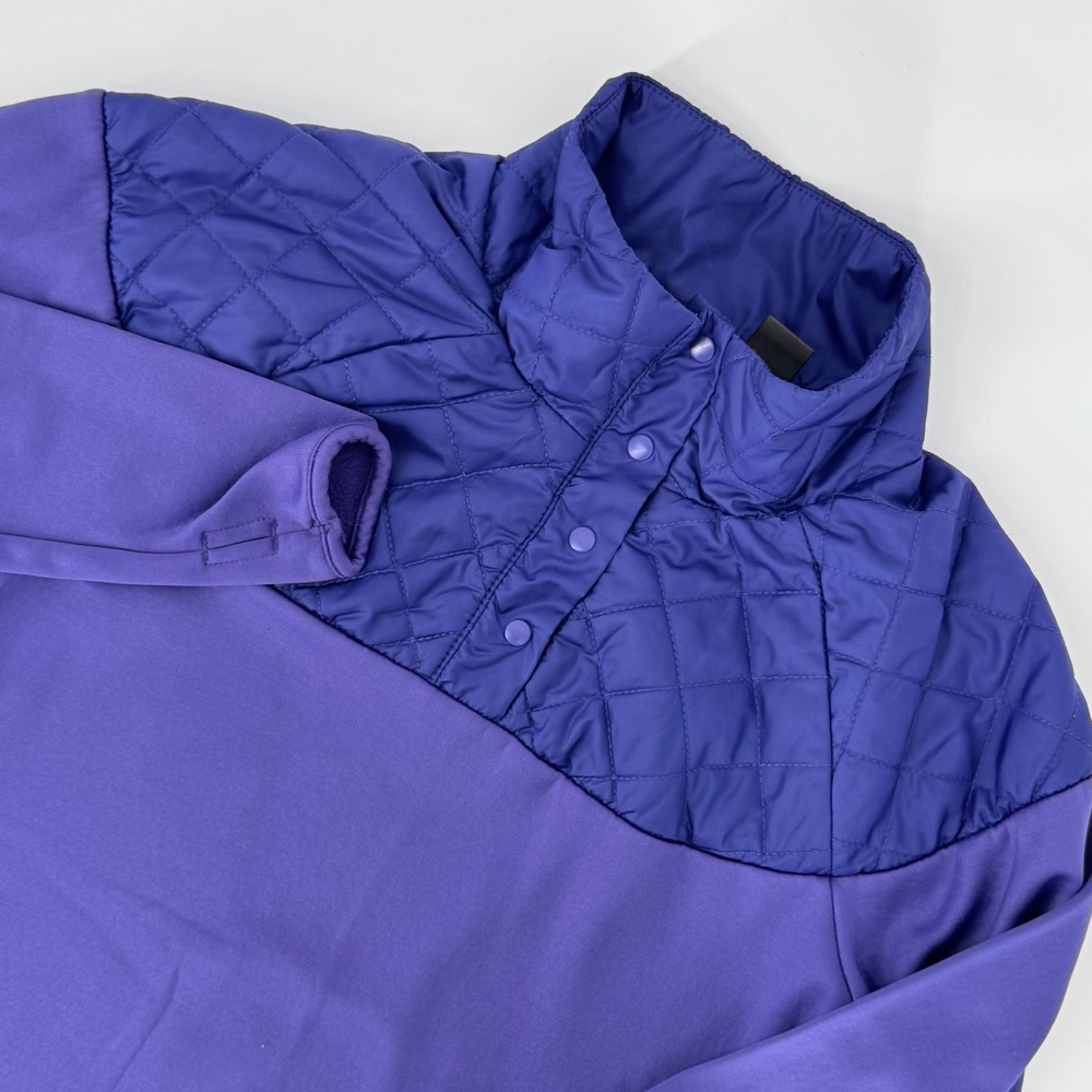 Merrell Womens Quilted Snap Pullover Jacket Purple Fleece Lined L